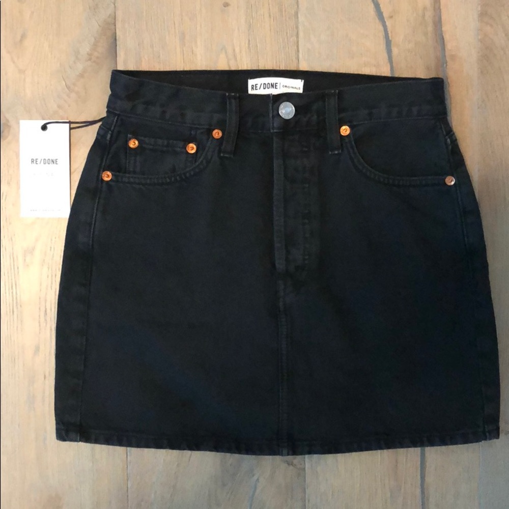 NWT! Re/Done Denim Mini-Skirt - Black